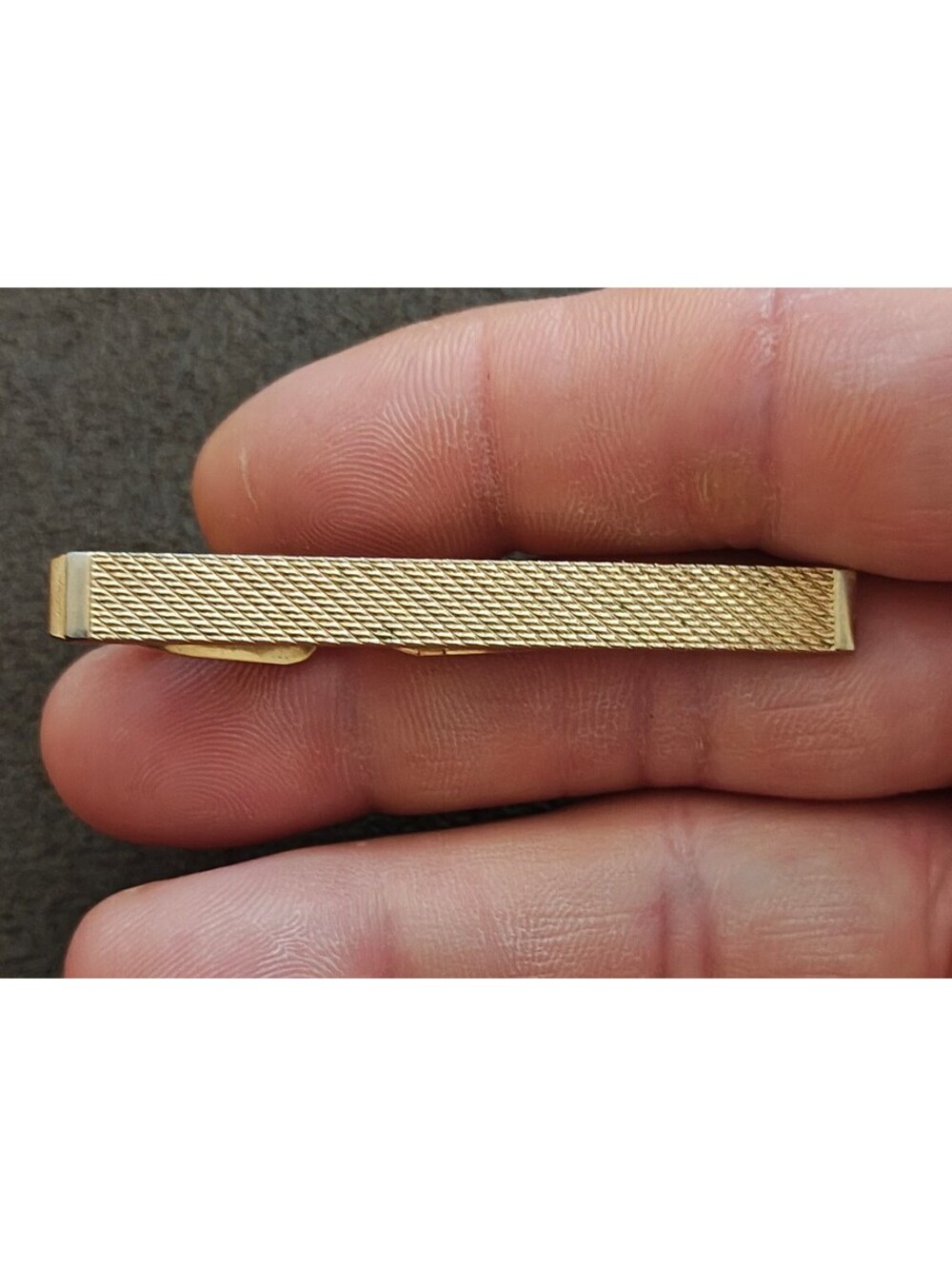 1950s/60s Swank Gold Tone Textured Basketweave Tie Bar Clip